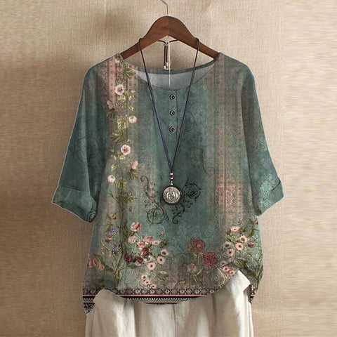 Elara Vintage Floral Blouse