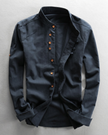 Alden Linen-Cotton Stand Collar Shirt