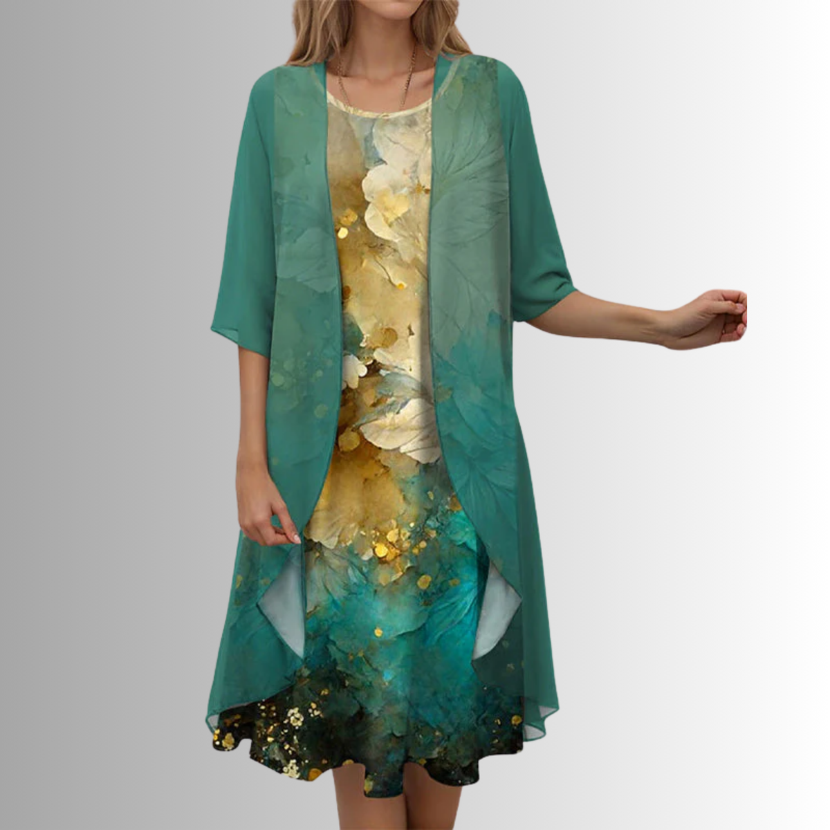 Clara Layered Floral Midi Dress Set