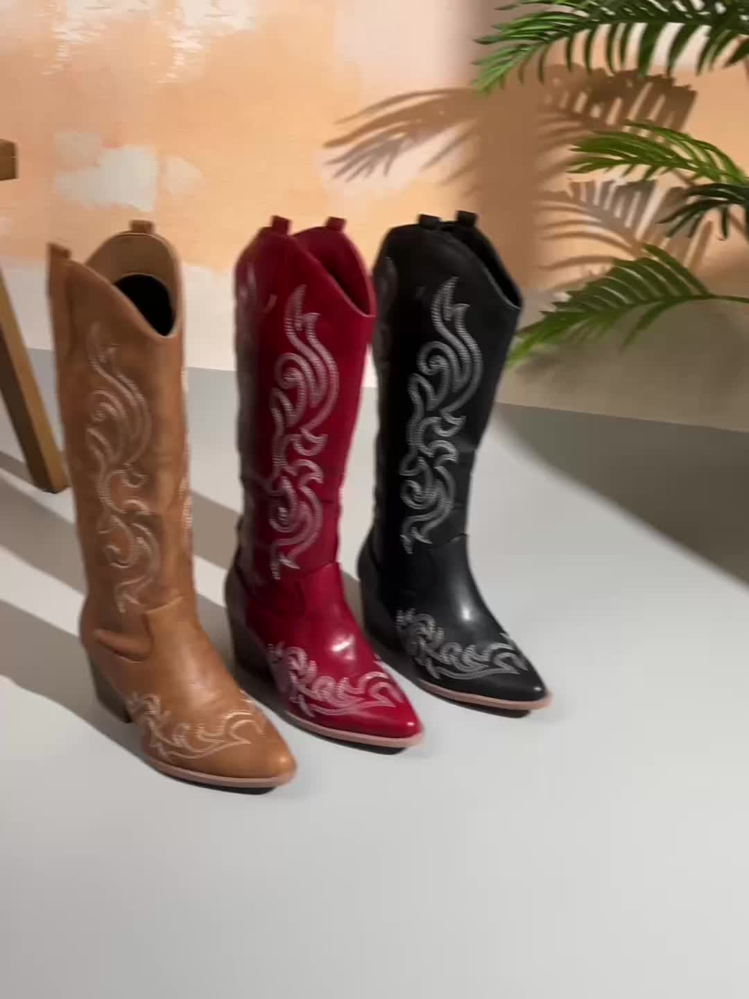 Dakota Embroidered Knee-High Boots