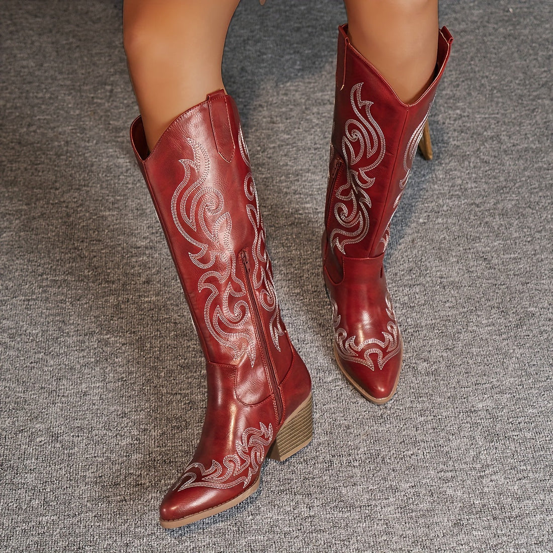 Dakota Embroidered Knee-High Boots