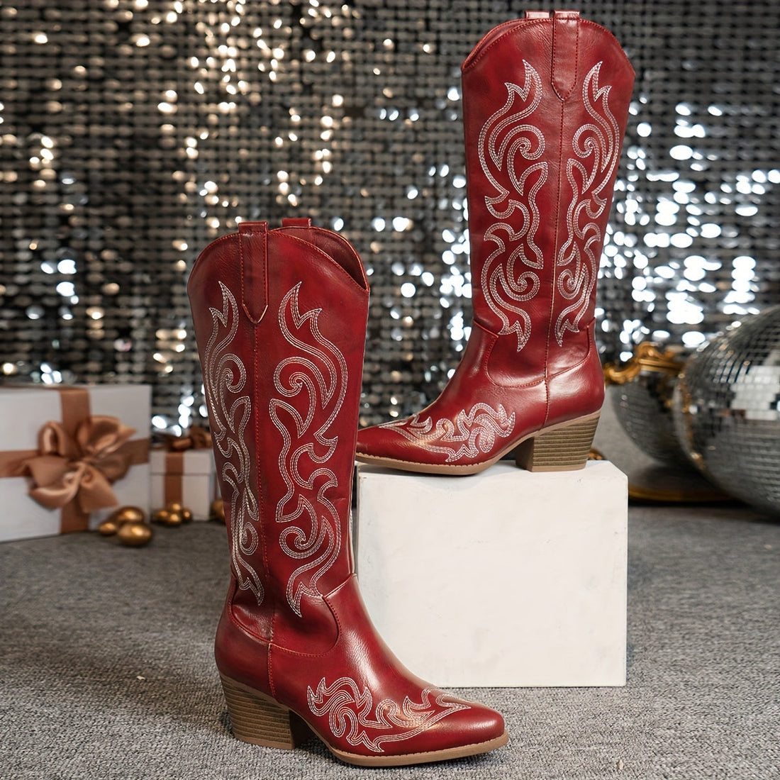 Dakota Embroidered Knee-High Boots