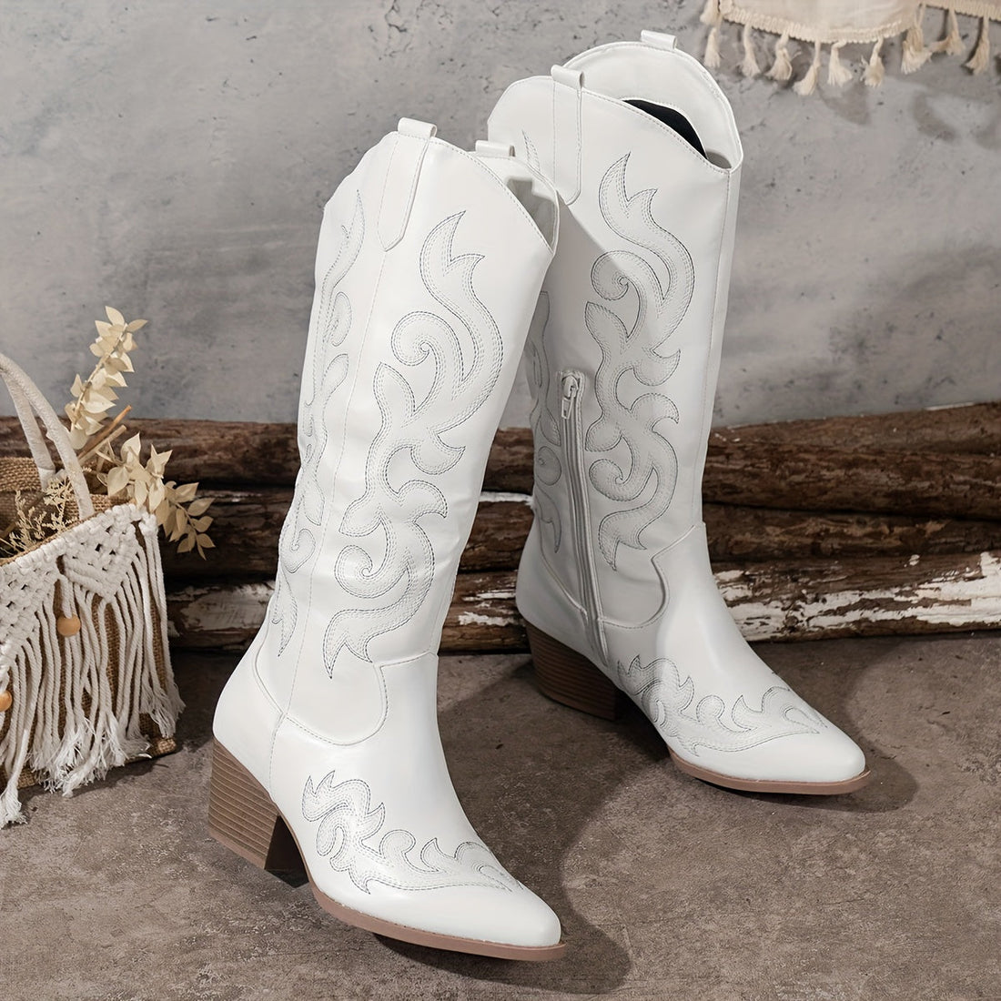 Dakota Embroidered Knee-High Boots