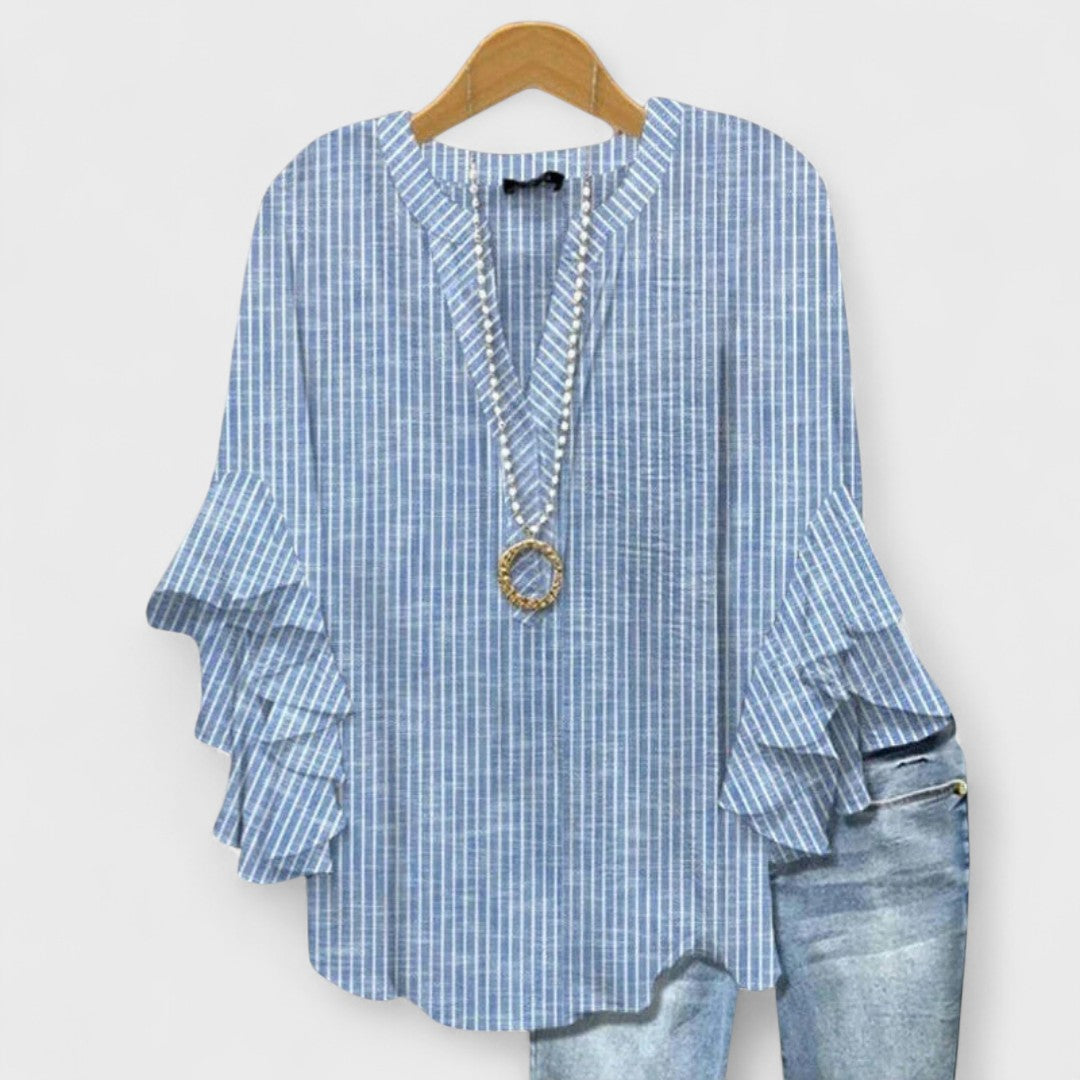 Liora Ruffle Sleeve V-Neck Blouse
