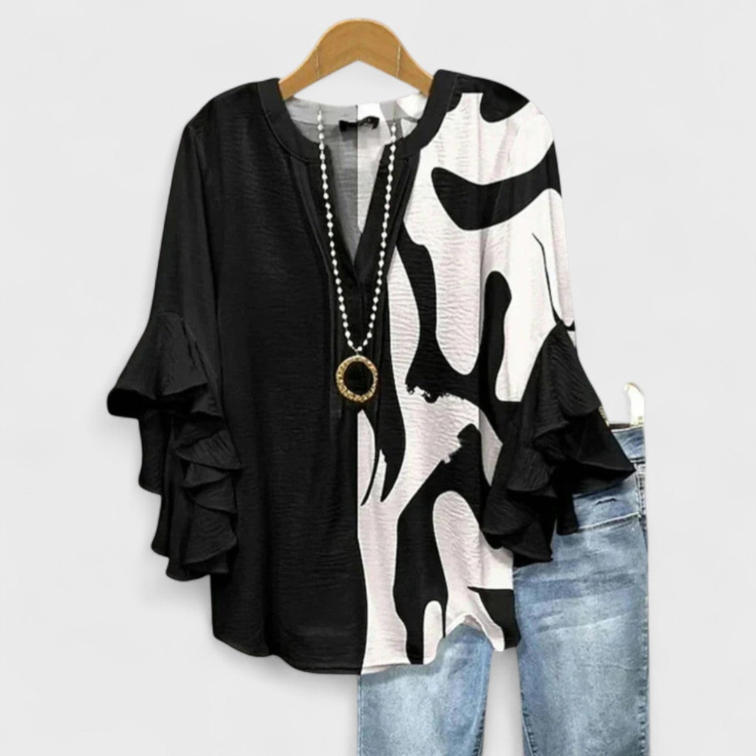 Liora Ruffle Sleeve V-Neck Blouse