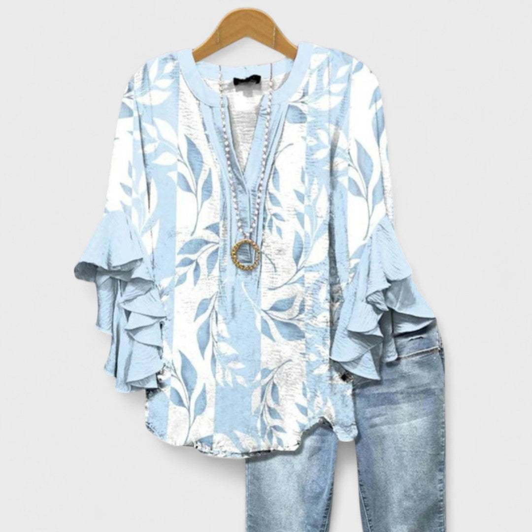 Liora Ruffle Sleeve V-Neck Blouse