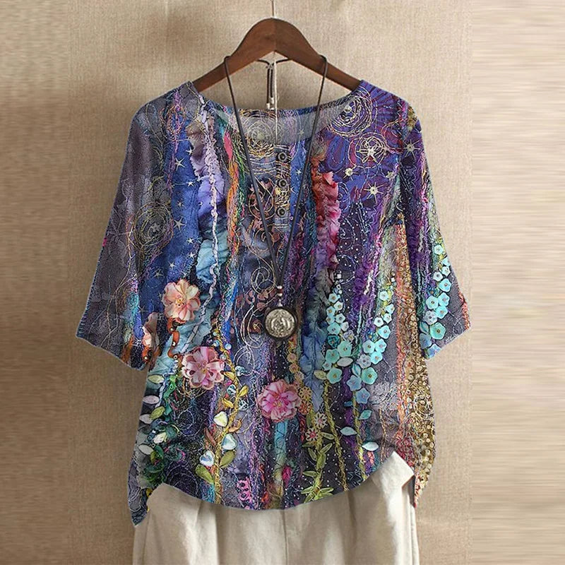 Elara Vintage Floral Blouse