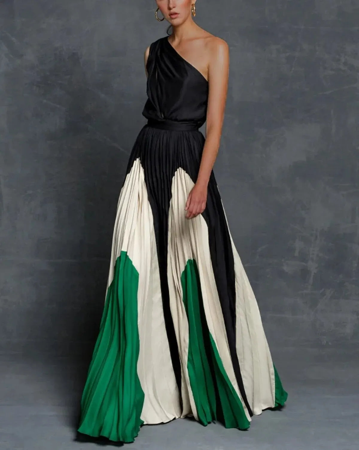 Seraphine Pleated One-Shoulder Maxi Dress