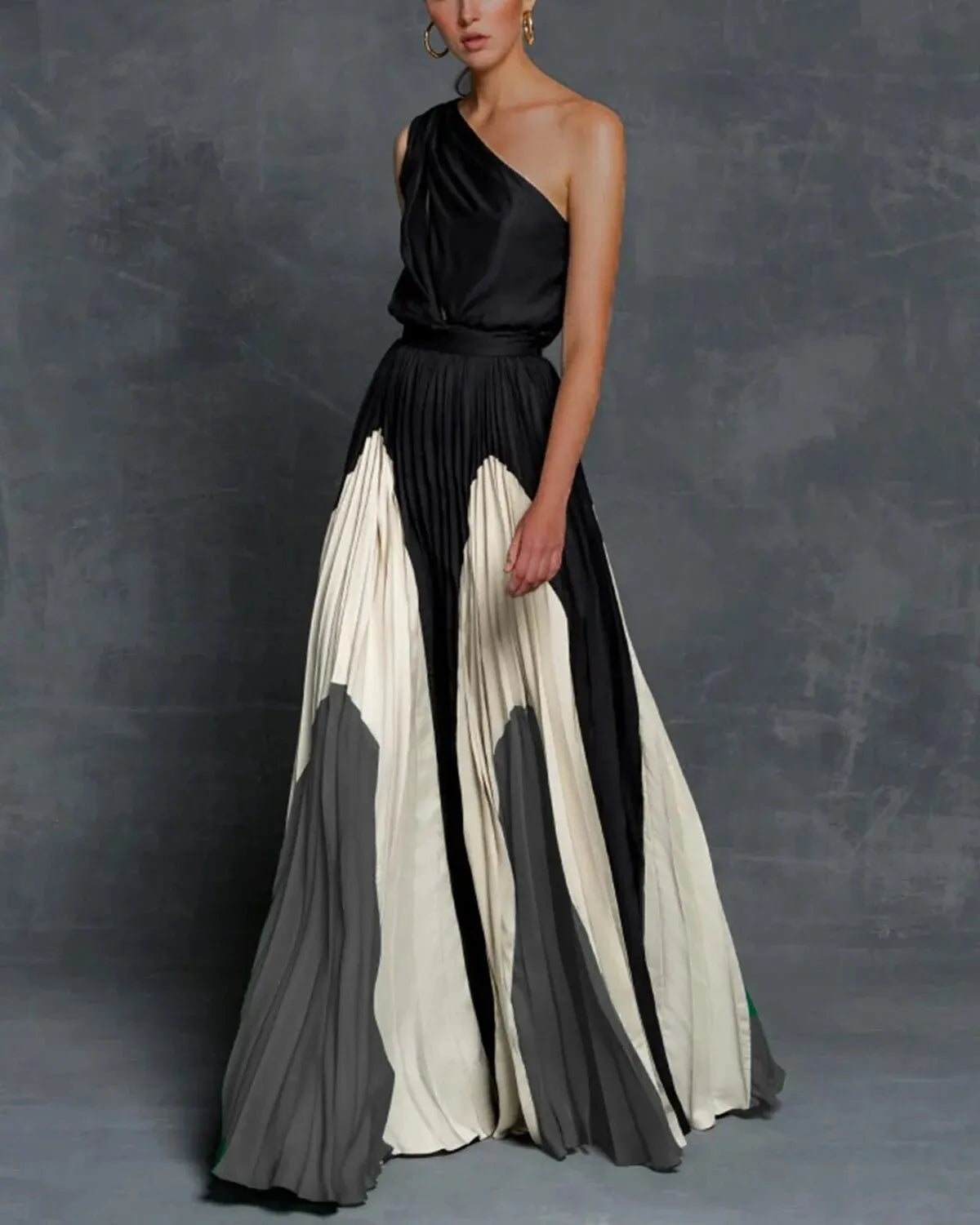 Seraphine Pleated One-Shoulder Maxi Dress
