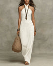 Marina Halter Linen Maxi Dress