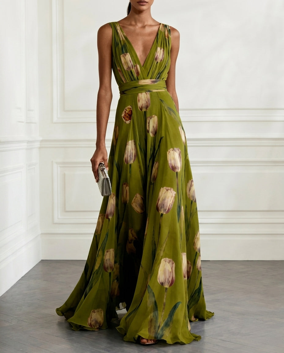 Amelie Floral Chiffon Maxi Dress