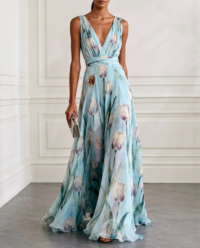 Amelie Floral Chiffon Maxi Dress