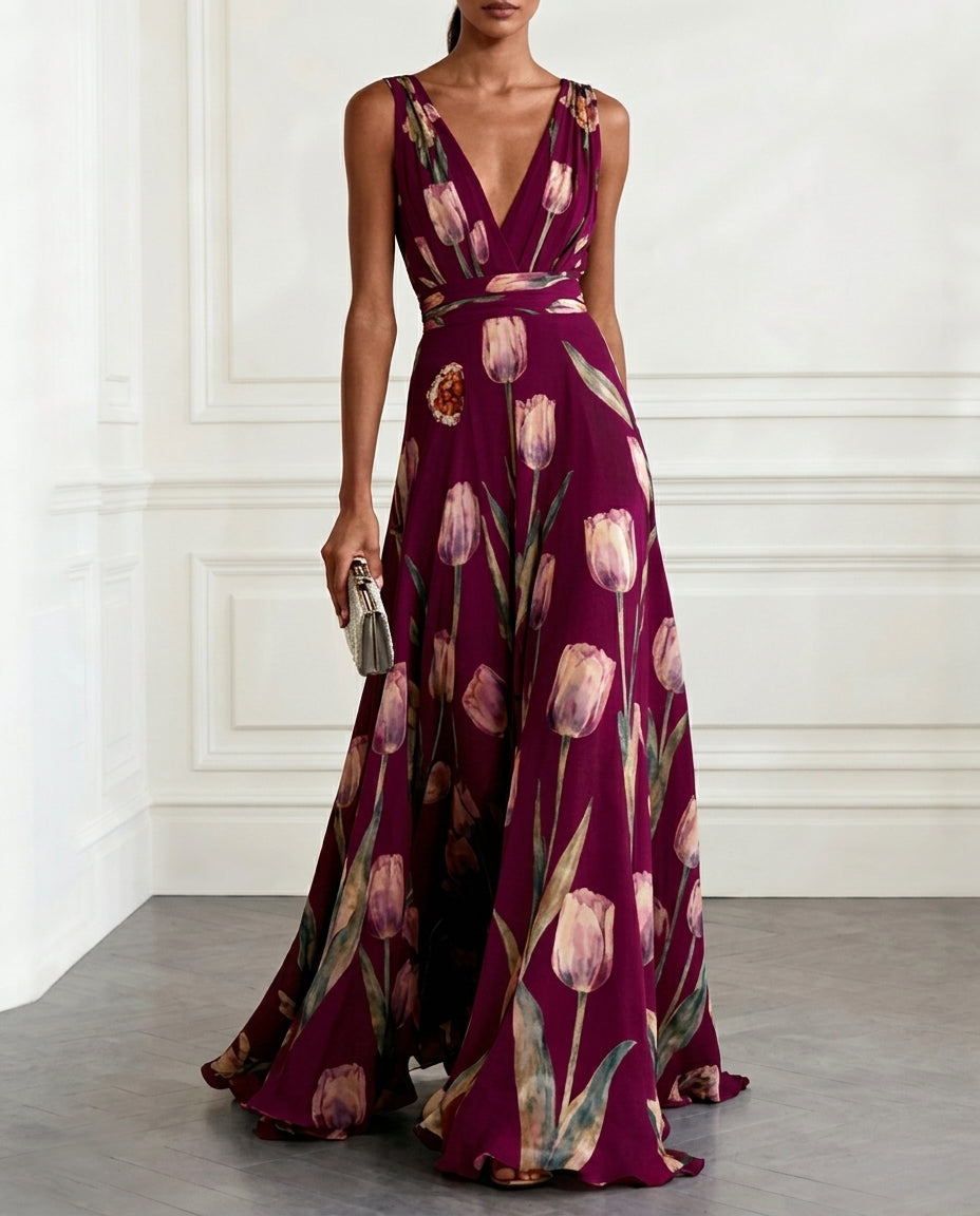 Amelie Floral Chiffon Maxi Dress