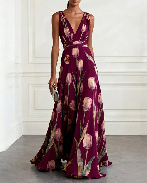Amelie Floral Chiffon Maxi Dress