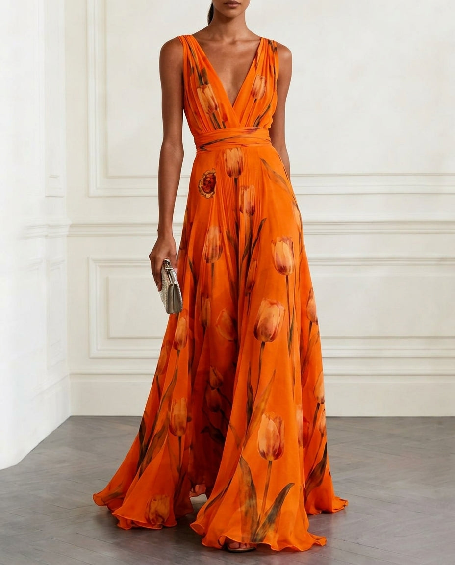 Amelie Floral Chiffon Maxi Dress
