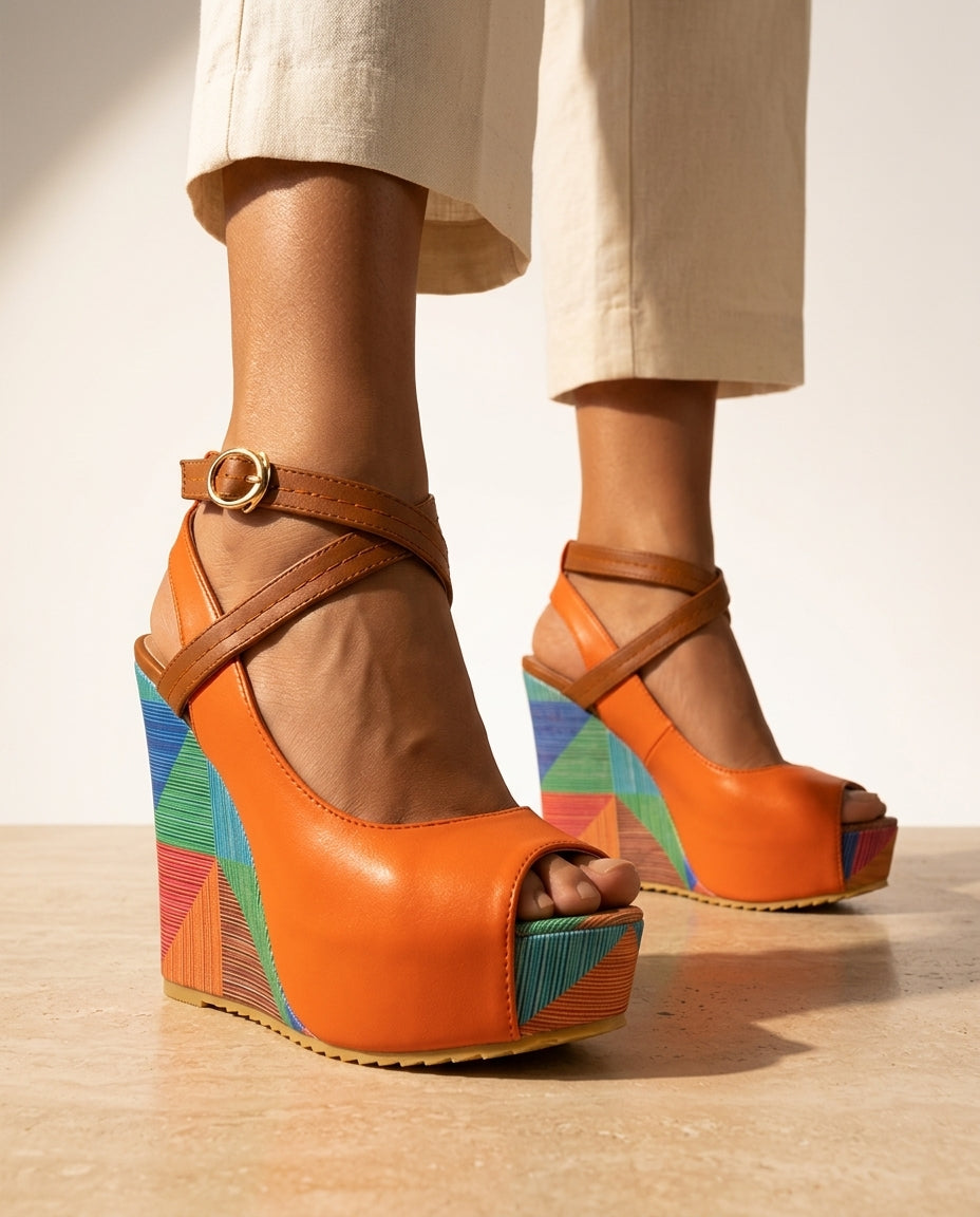 Soleia Colorblock Wedge Sandals