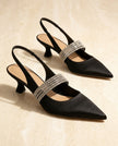 Celestine Satin Slingback Kitten Heels