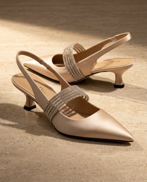Celestine Satin Slingback Kitten Heels
