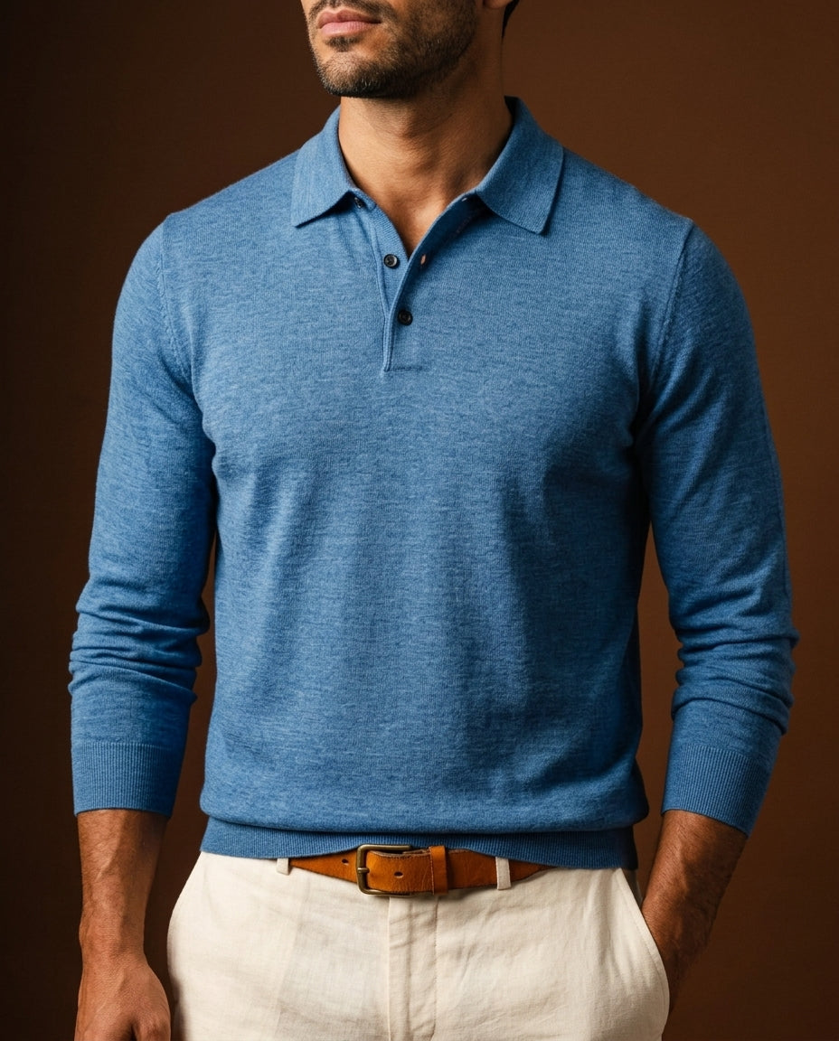 Bennett Merino Wool Long-Sleeve Polo