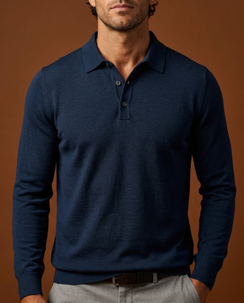 Bennett Merino Wool Long-Sleeve Polo