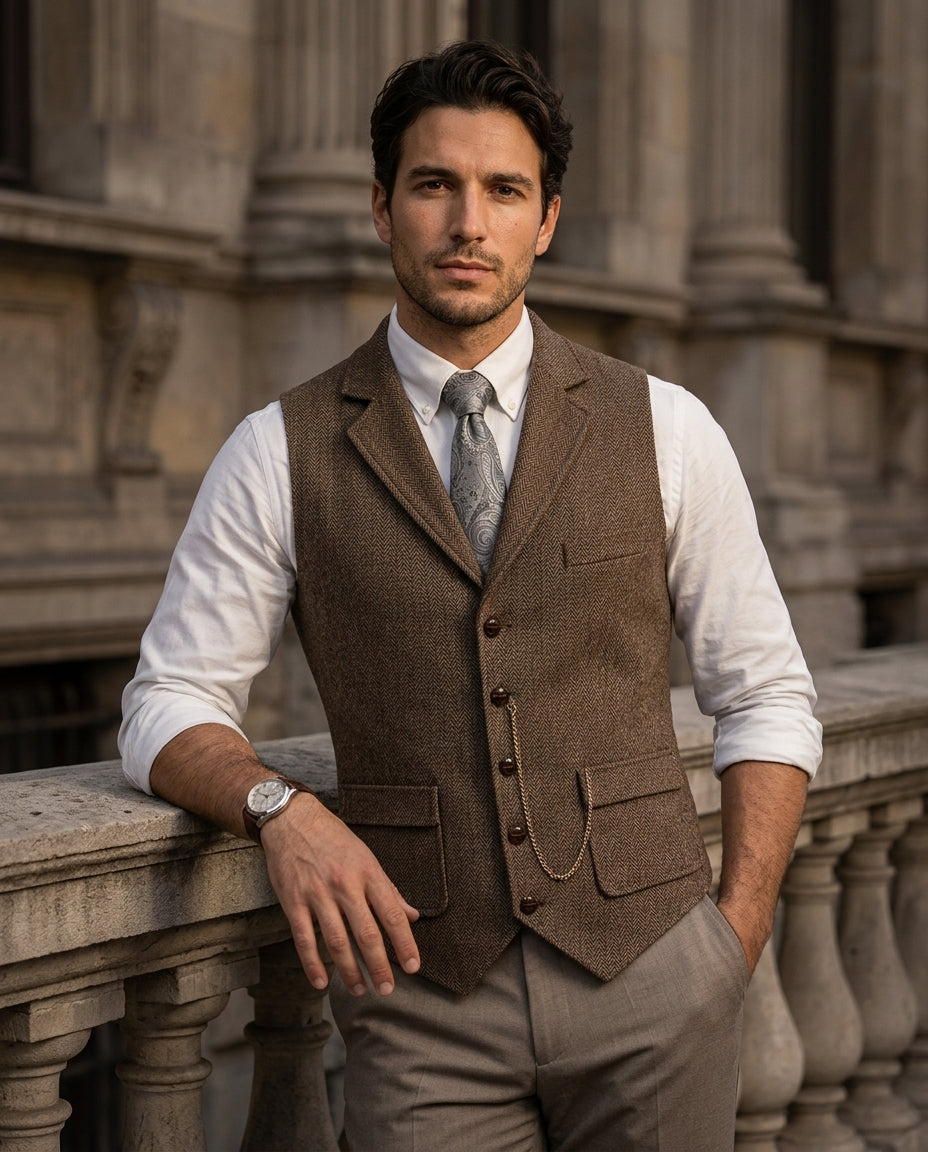 Langford Herringbone Waistcoat
