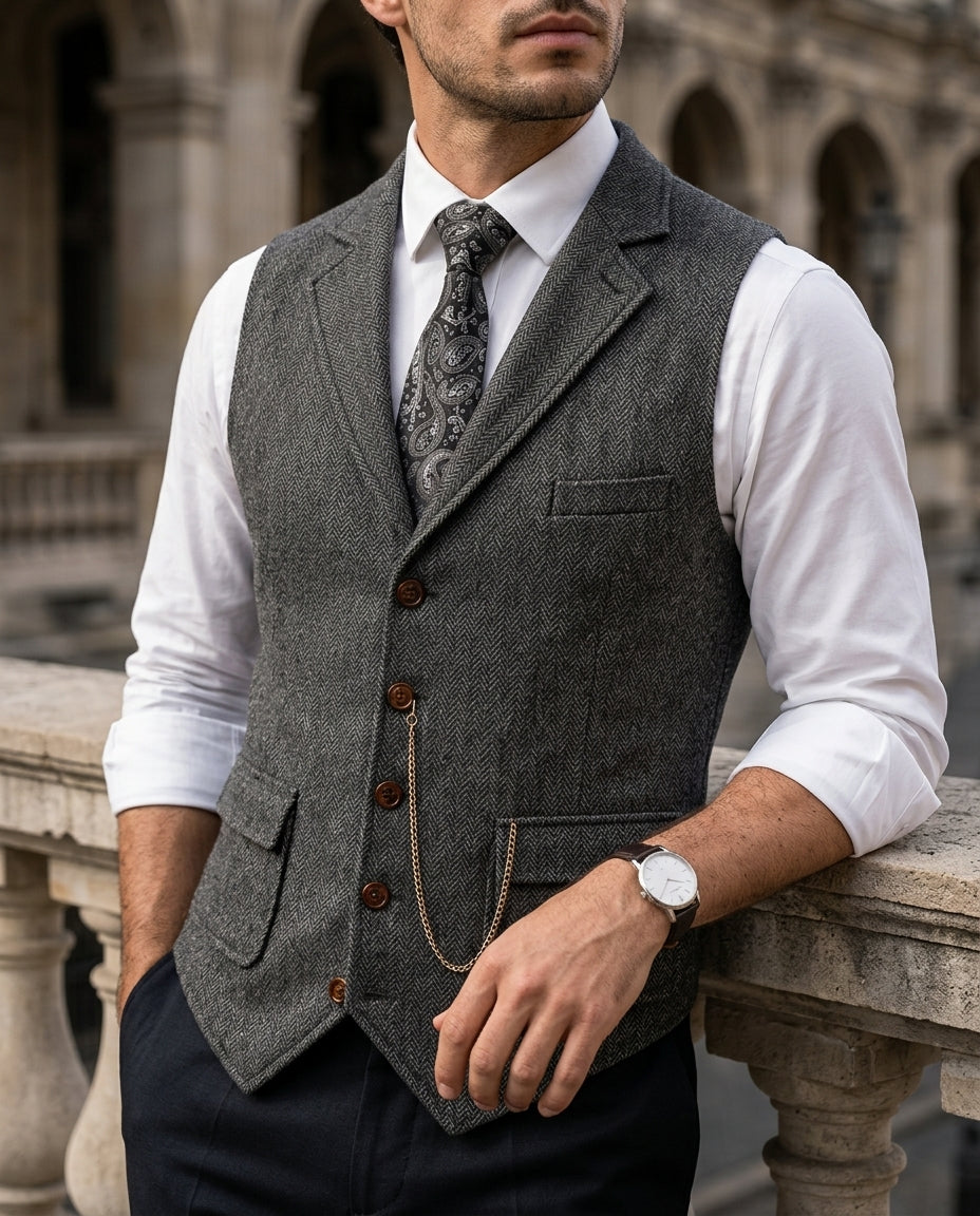 Langford Herringbone Waistcoat