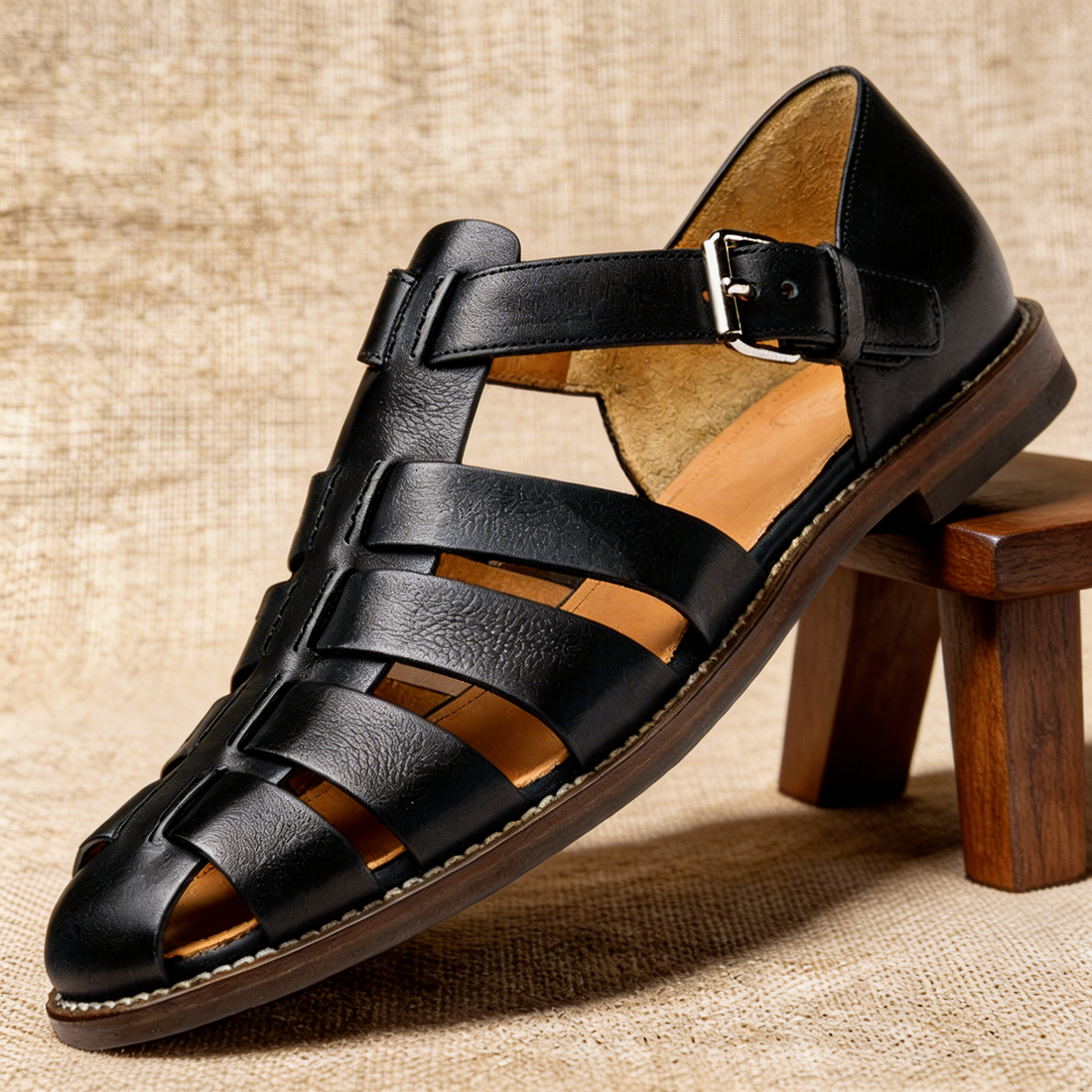 Gwen Leather Fisherman Buckle Sandals