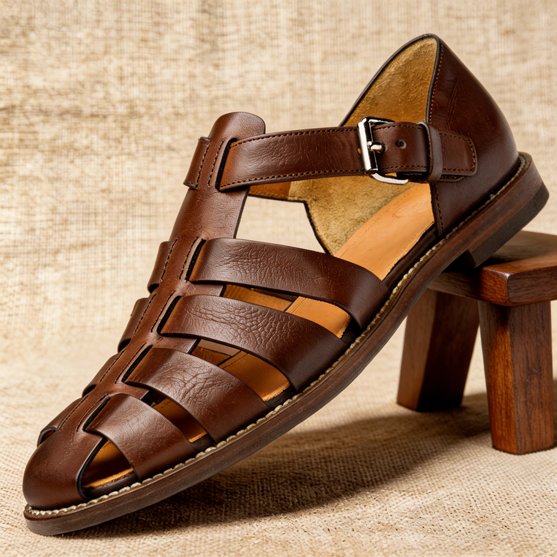 Gwen Leather Fisherman Buckle Sandals