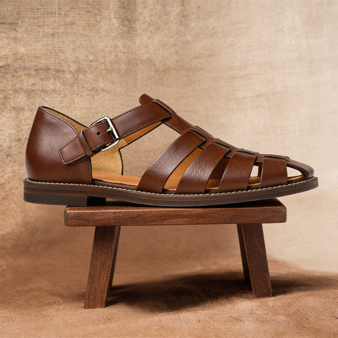 Gwen Leather Fisherman Buckle Sandals