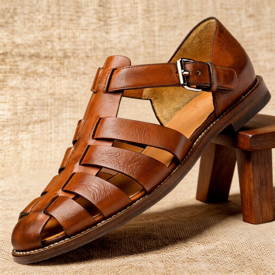 Gwen Leather Fisherman Buckle Sandals
