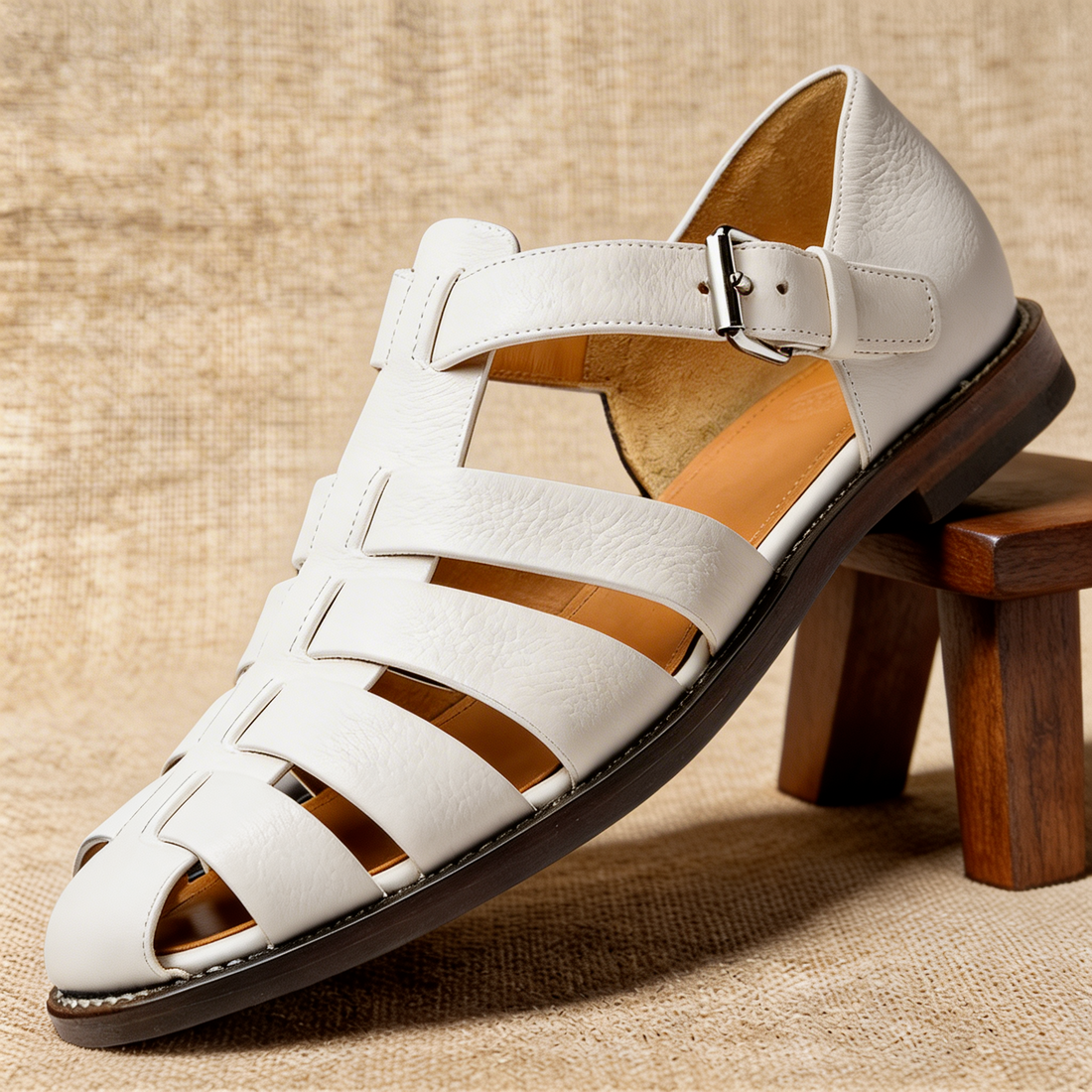 Gwen Leather Fisherman Buckle Sandals
