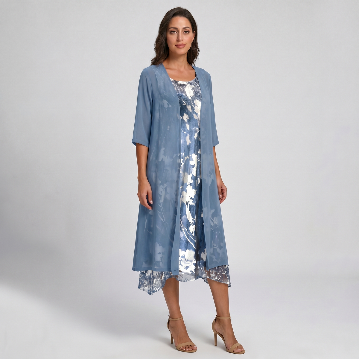 Clara Layered Floral Midi Dress Set