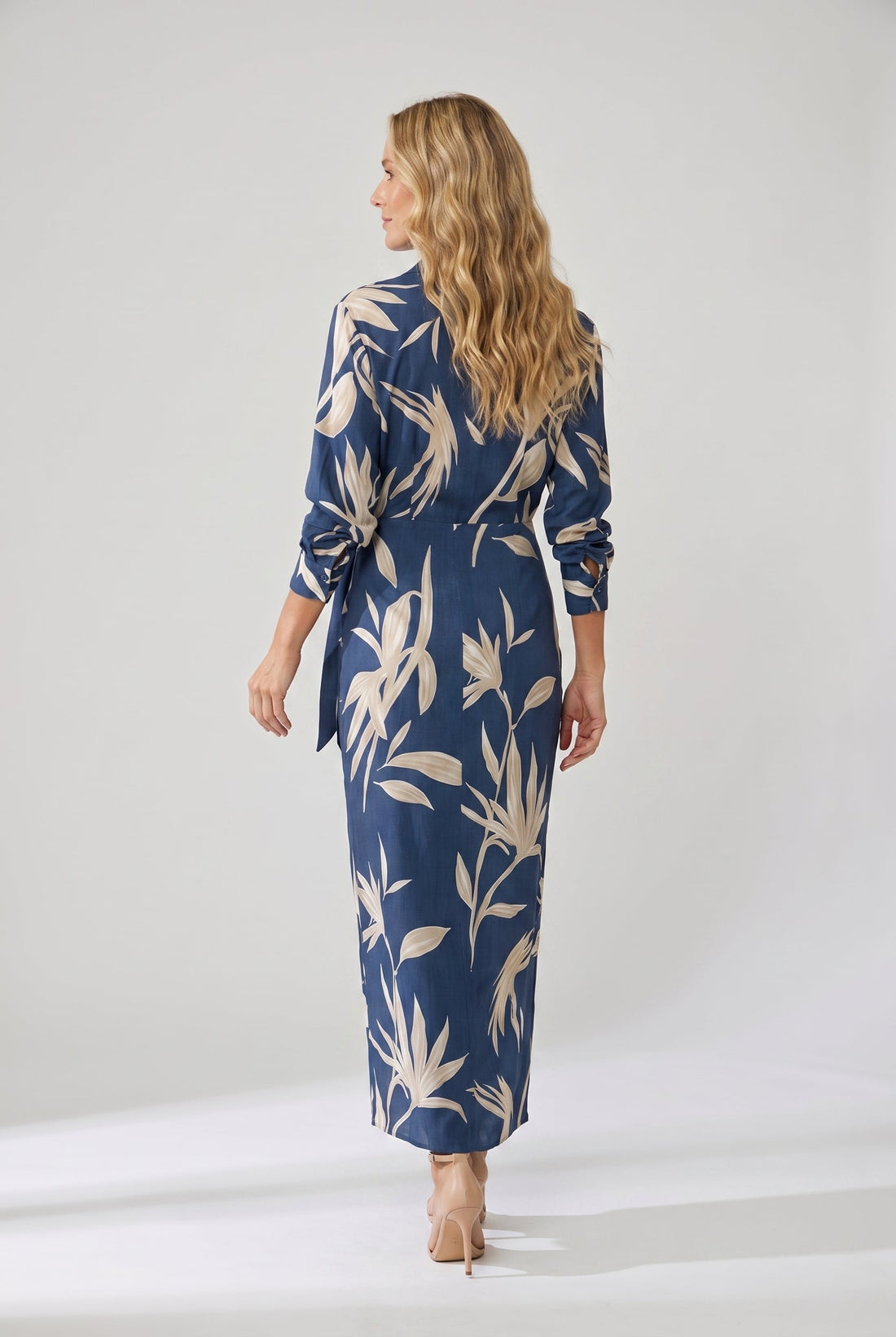 Aurette Leaf Print Wrap Maxi Dress