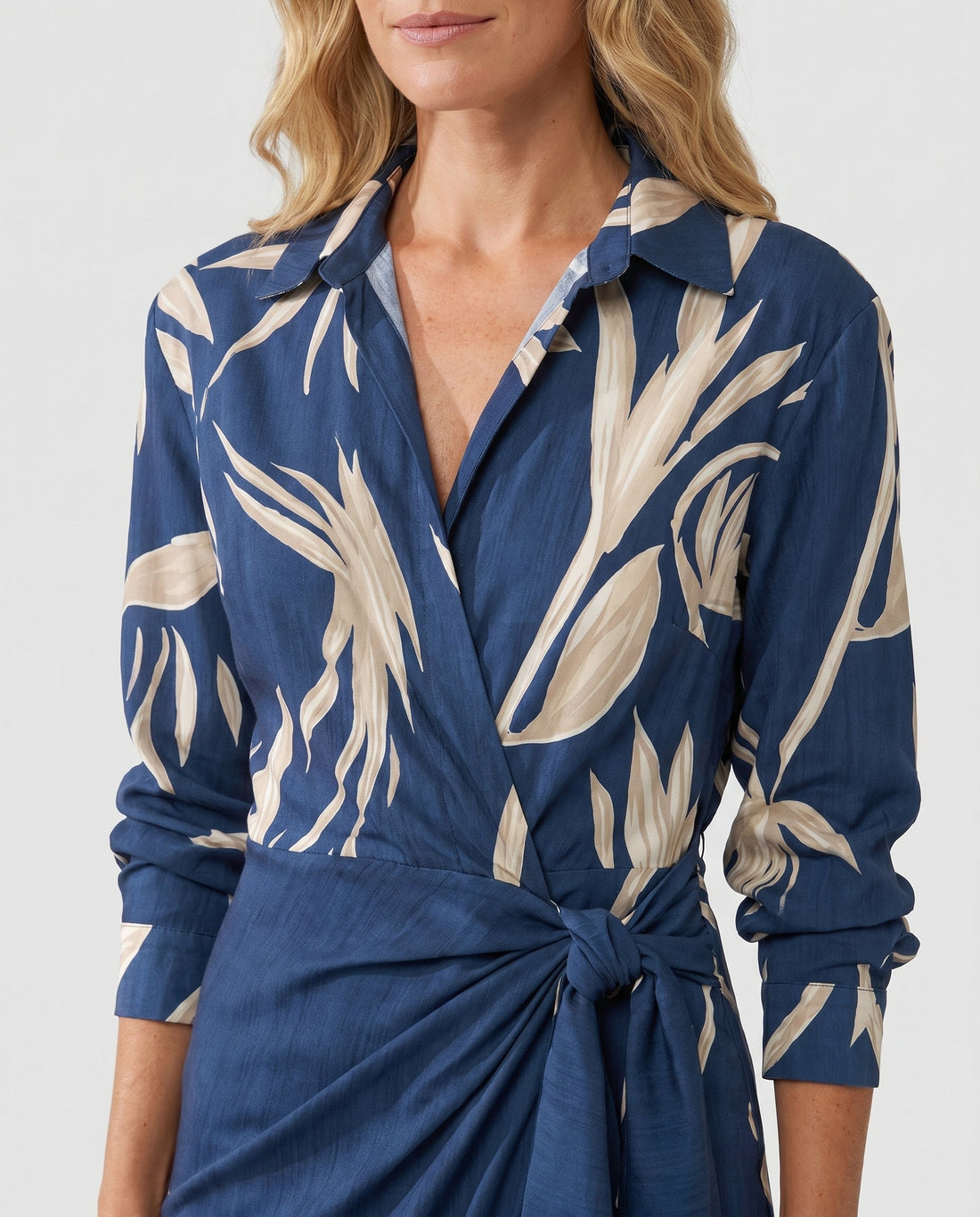 Aurette Leaf Print Wrap Maxi Dress