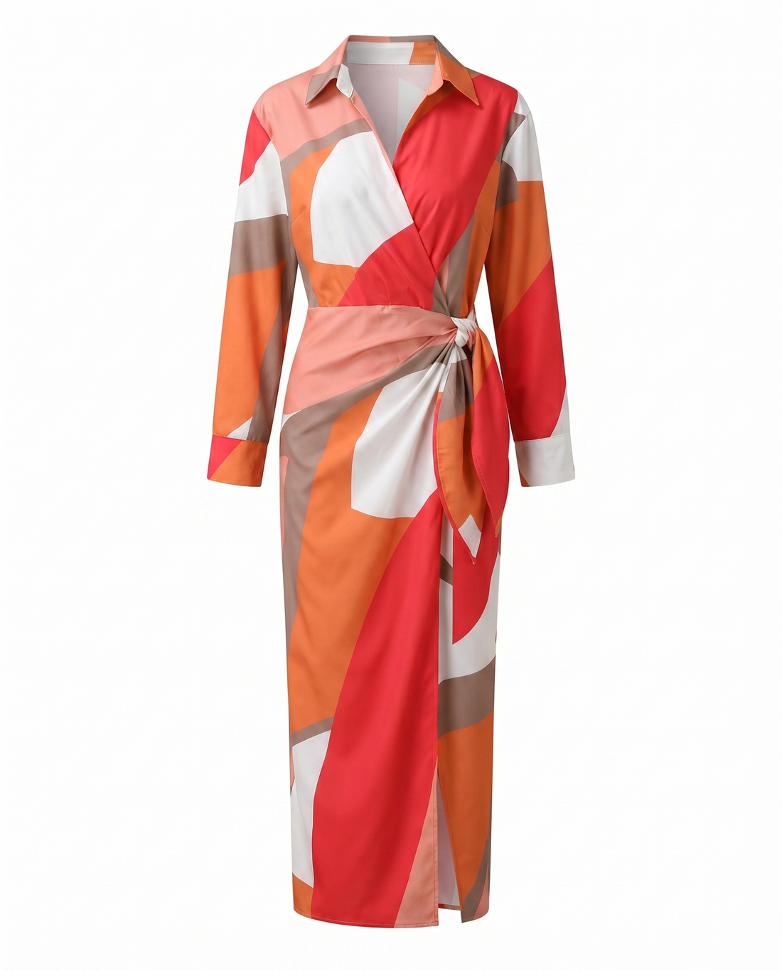 Aurette Leaf Print Wrap Maxi Dress