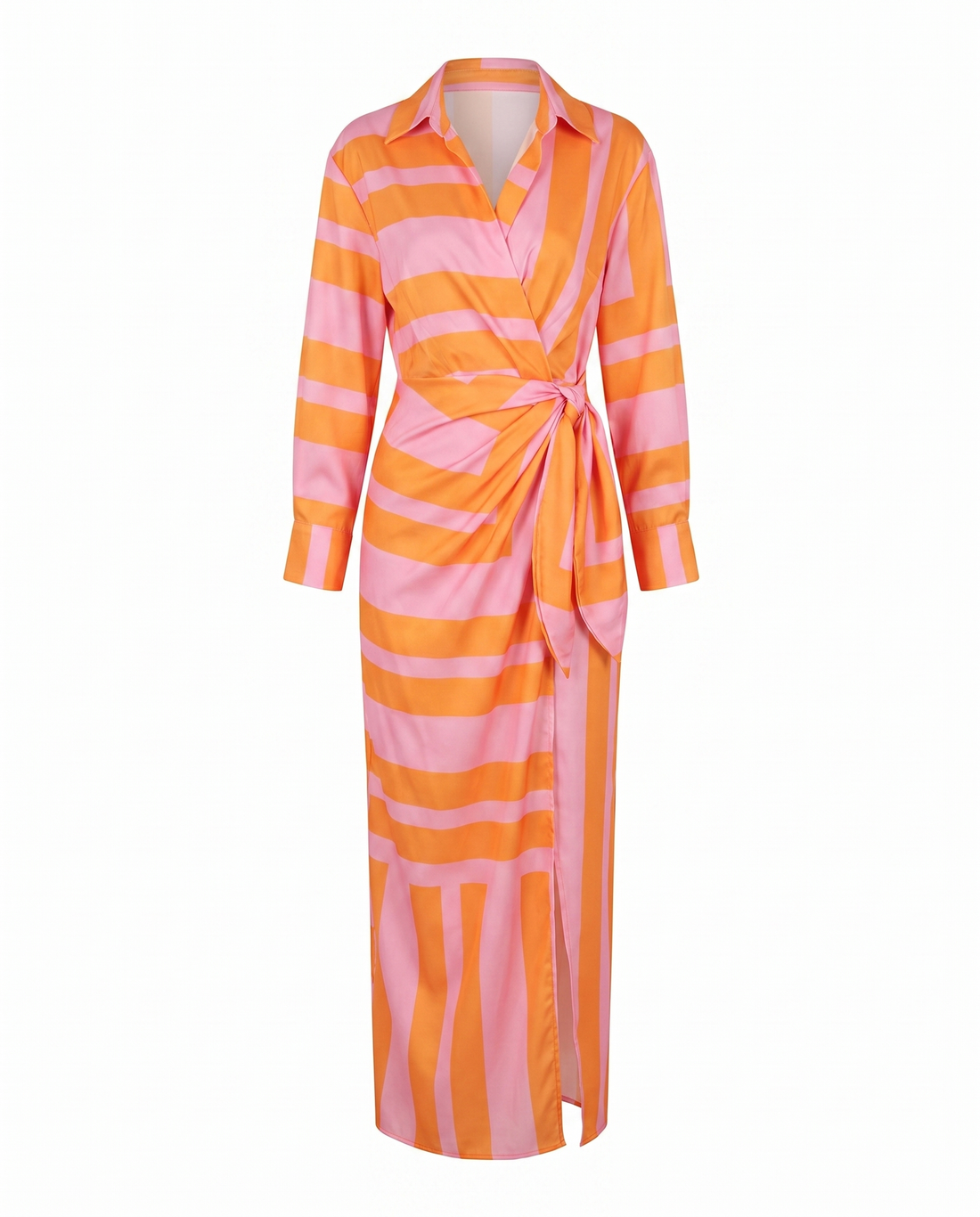 Aurette Leaf Print Wrap Maxi Dress
