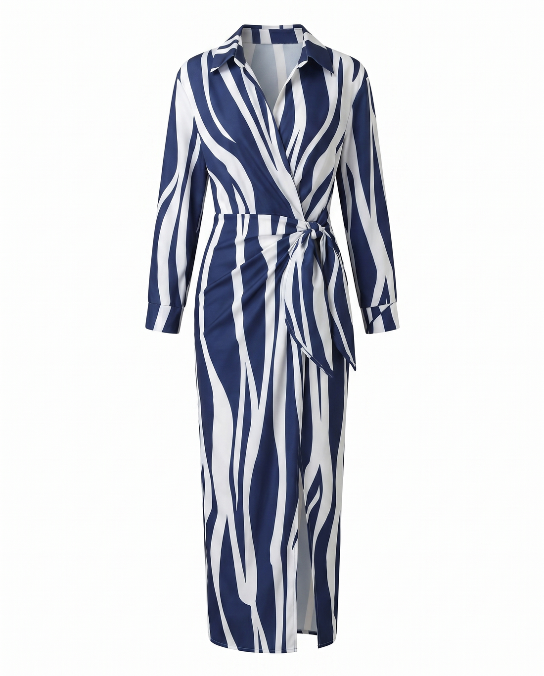 Aurette Leaf Print Wrap Maxi Dress