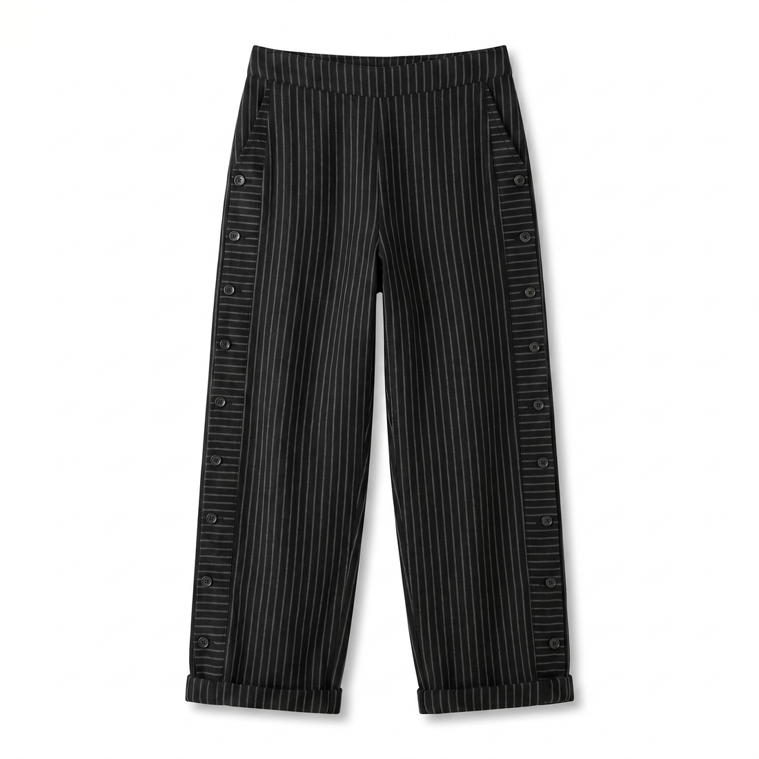Talia Pinstripe Button-Panel Trousers