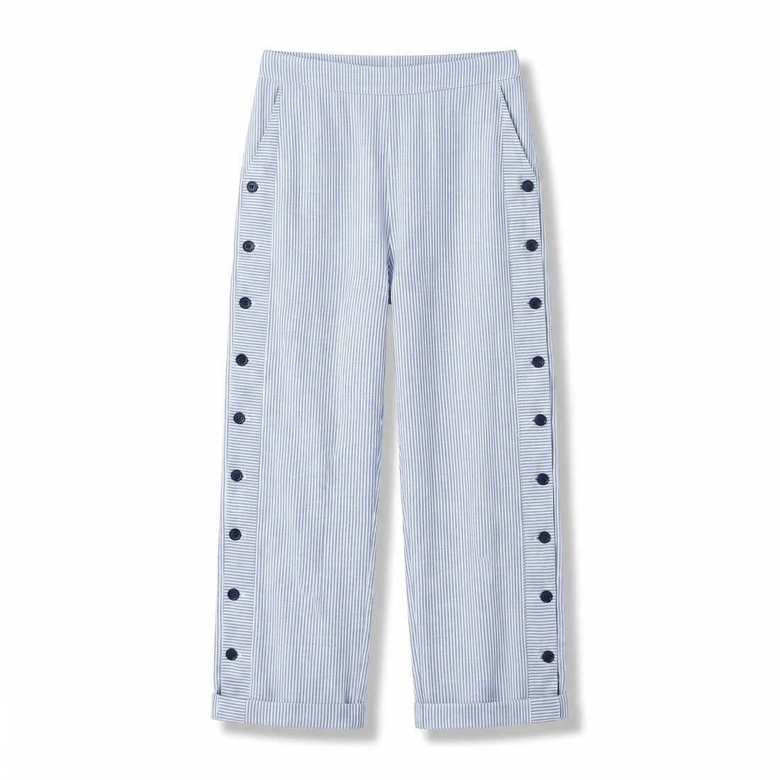 Talia Pinstripe Button-Panel Trousers