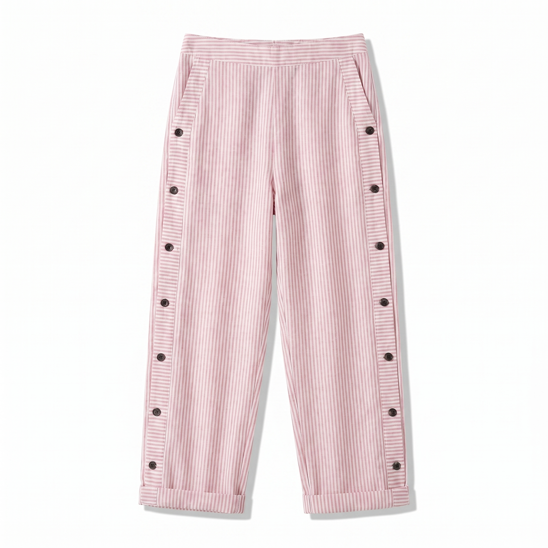Talia Pinstripe Button-Panel Trousers